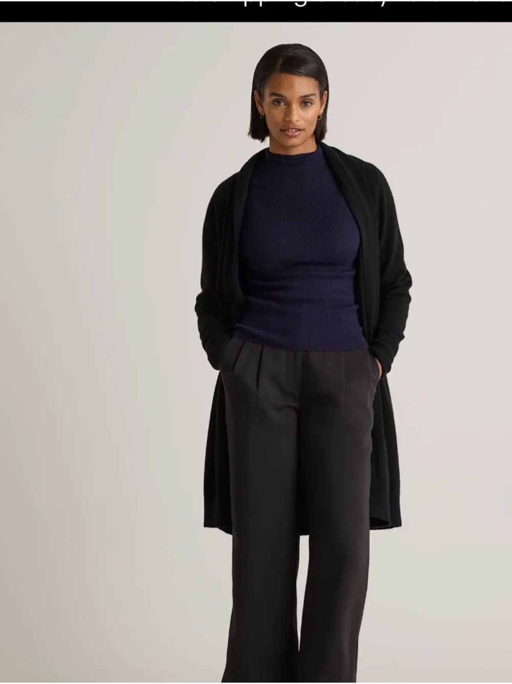 Quince 100% Mongolian Cashmere Duster - Navy